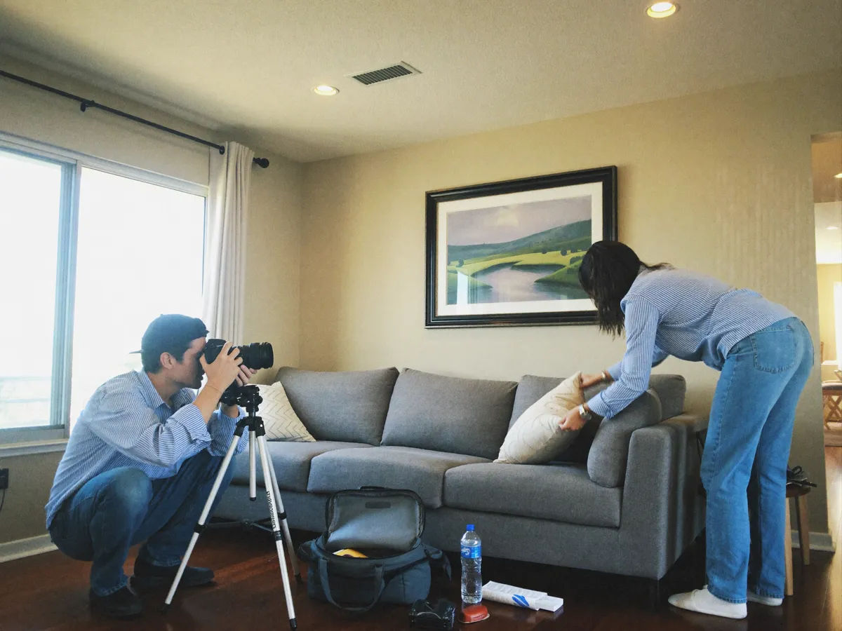 Listing-day prep with a photographer on site